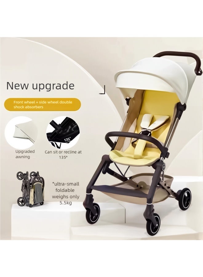 جي بي عربة أطفال خفيفة الوزن للسفر من جود بيبي فلام بلس، صغيرة الحجم ومناسبة للسفر بالطائرة، قابلة للطي بيد واحدة، لون أصفر - Image 2